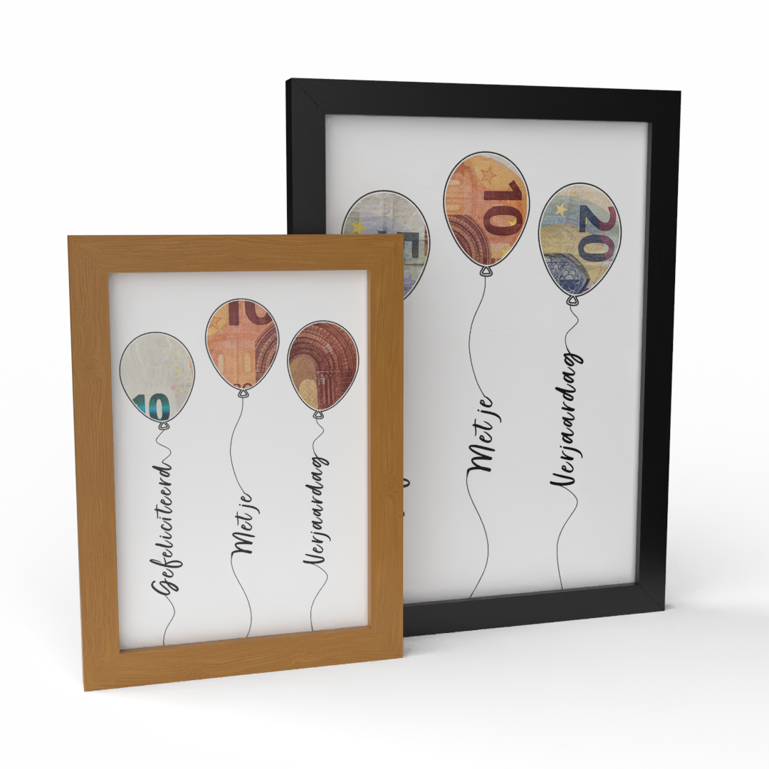 Fotolijst Geldcadeau - Gefeliciteerd & Ballonnen