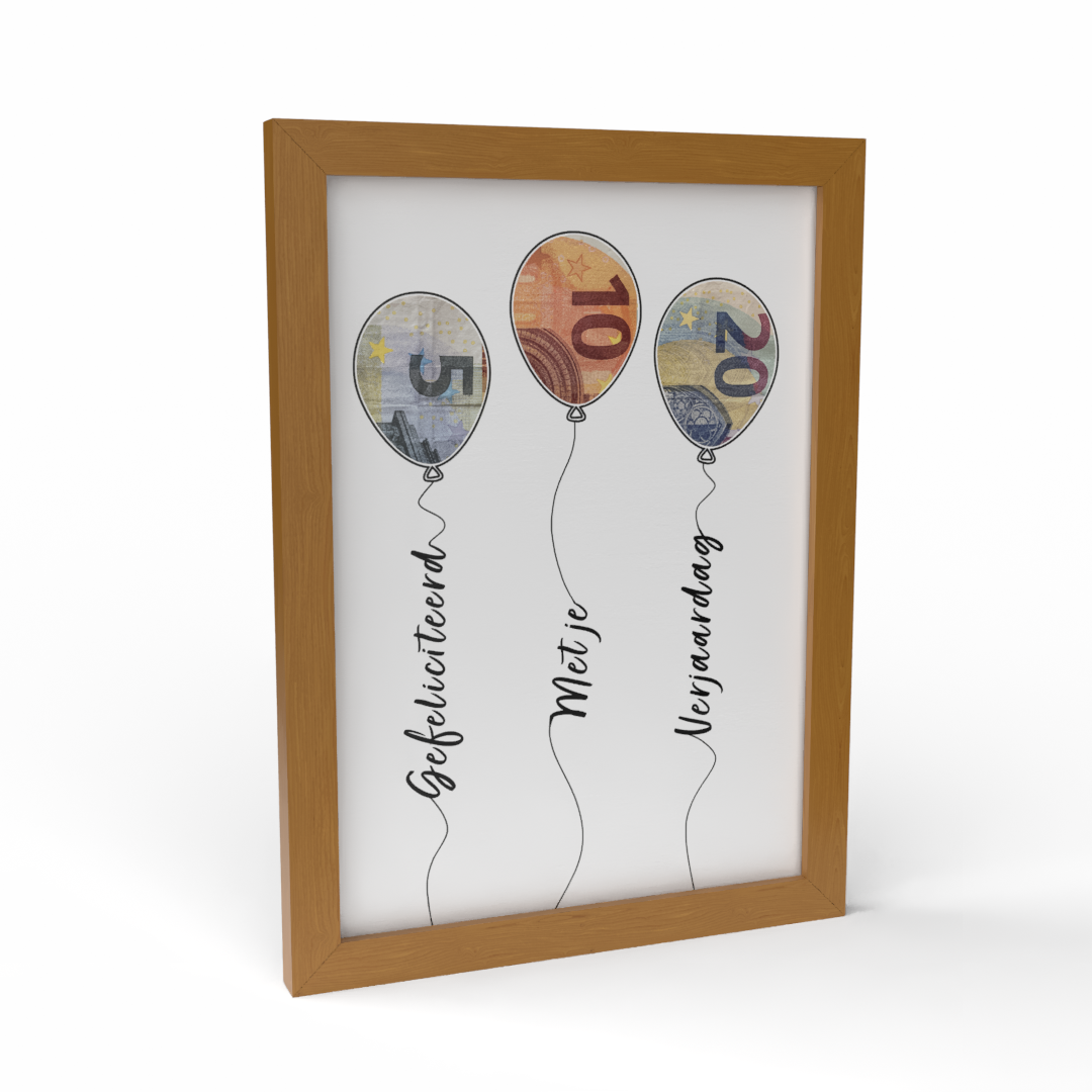 Fotolijst Geldcadeau - Gefeliciteerd & Ballonnen