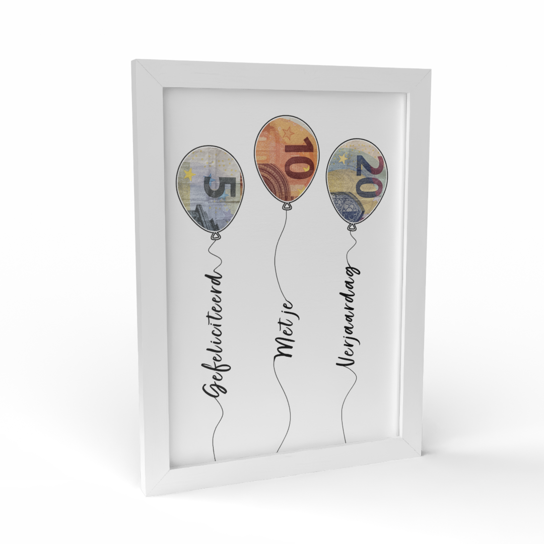 Fotolijst Geldcadeau - Gefeliciteerd & Ballonnen