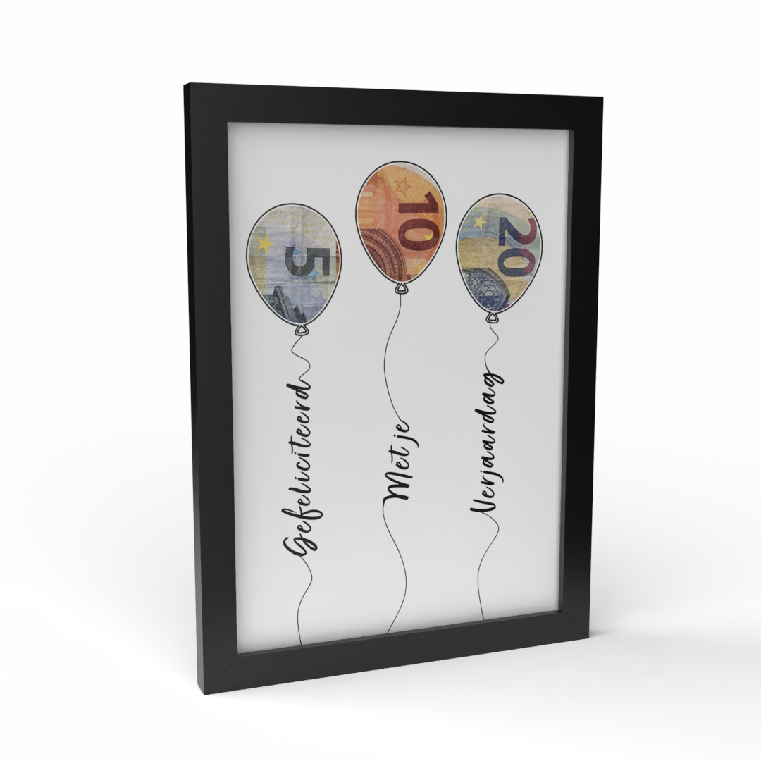 Fotolijst Geldcadeau - Gefeliciteerd & Ballonnen