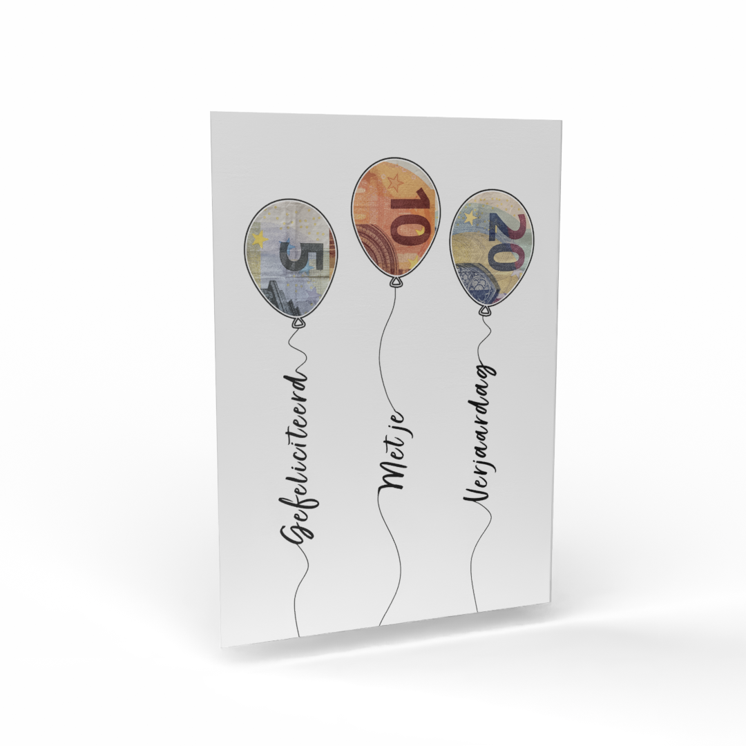 Fotolijst Geldcadeau - Gefeliciteerd & Ballonnen