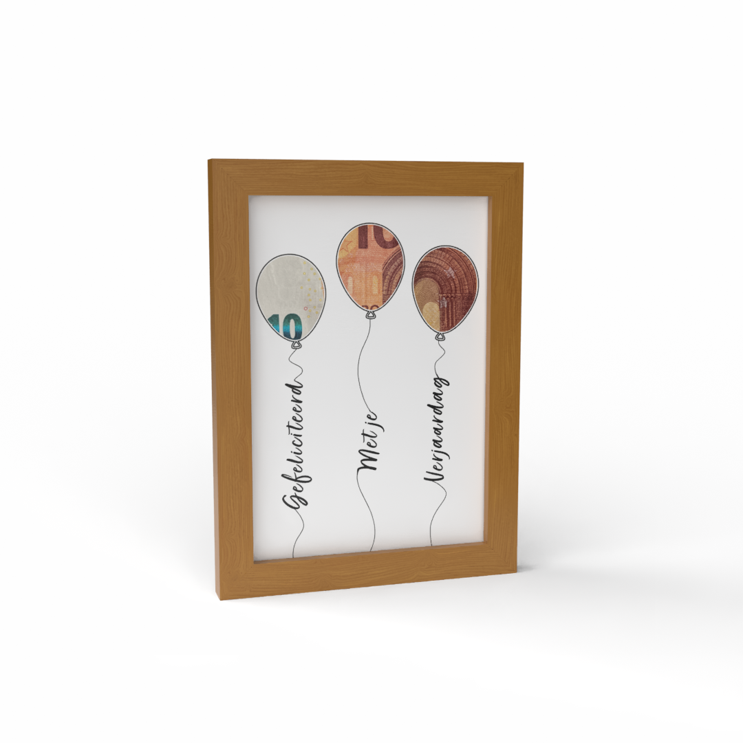Fotolijst Geldcadeau - Gefeliciteerd & Ballonnen