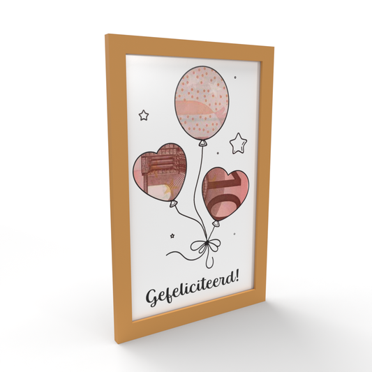 Fotolijst Geldcadeau - Verjaardag met Gefeliciteerd & Ballonnen