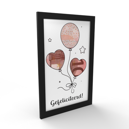Fotolijst Geldcadeau - Verjaardag met Gefeliciteerd & Ballonnen